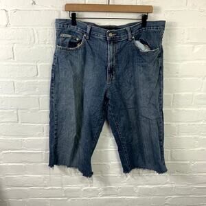 Calvin Klein Men's Cutt-Off Denim Shorts High Rise Flat Front Blue Size 36